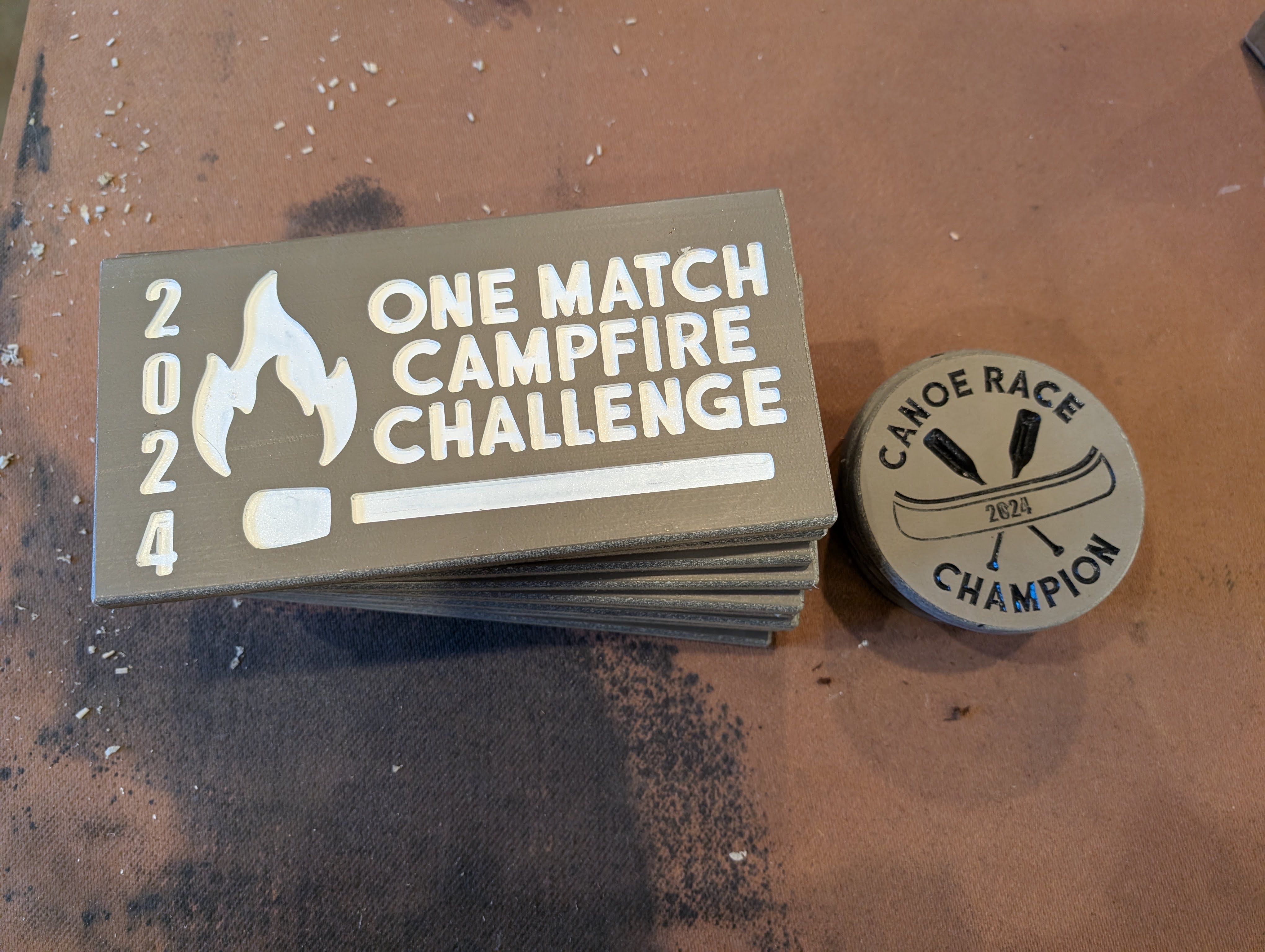 CNC carved wood project with raised lettering