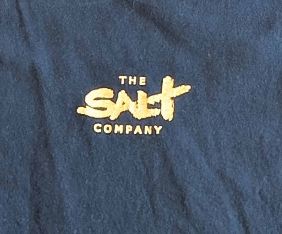 Blue shirt with a large gold screen print